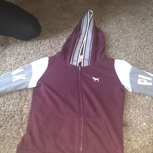 Burgundy Victoria secret zip up sweat shirt